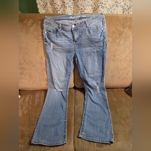 WallFlower Feisty Curvy Low Rise Bootcut Jeans 17 Reg Distressed